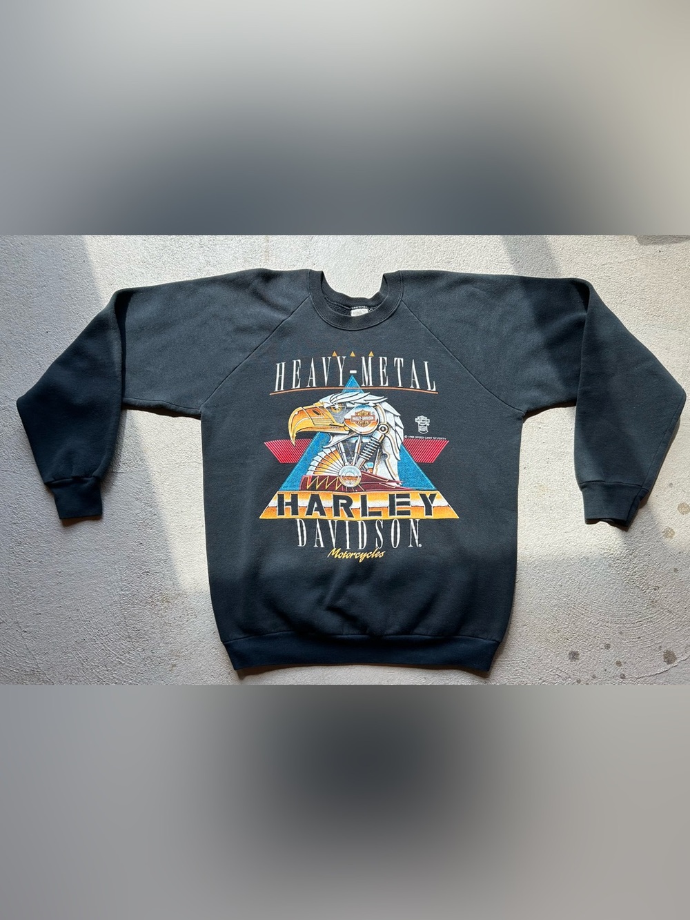 Vintage 1988 Harley Davidson Heavy-Metal Bald Eagle Sweatshirt, Made in USA